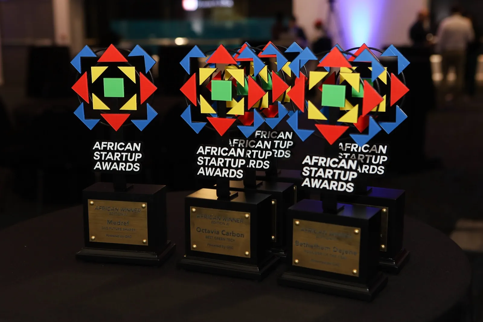 African Startup Awards trophies on a table